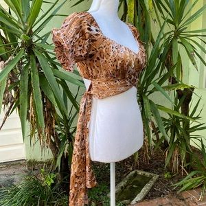 Indikah LF Leopard Corset Crop Top